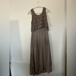 Elegant Brown Sleeveless Maxi Dress